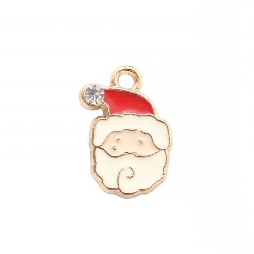 Zinc Alloy Christmas Pendants, Santa Claus, gold color plated, Christmas Design & DIY & enamel & with rhinestone 