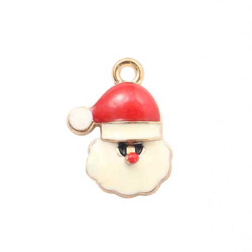 Zinc Alloy Christmas Pendants, Santa Claus, gold color plated, Christmas Design & DIY & enamel 
