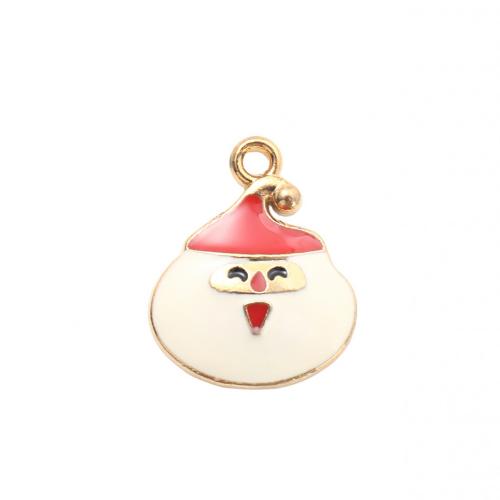 Zinc Alloy Christmas Pendants, Santa Claus, gold color plated, Christmas Design & DIY & enamel 