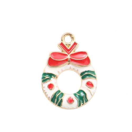 Zinc Alloy Christmas Pendants, gold color plated, DIY & enamel 