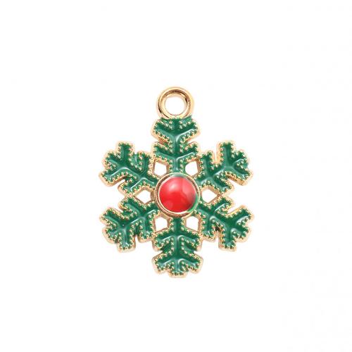 Zinc Alloy Christmas Pendants, Snowflake, gold color plated, Christmas Design & DIY & enamel [