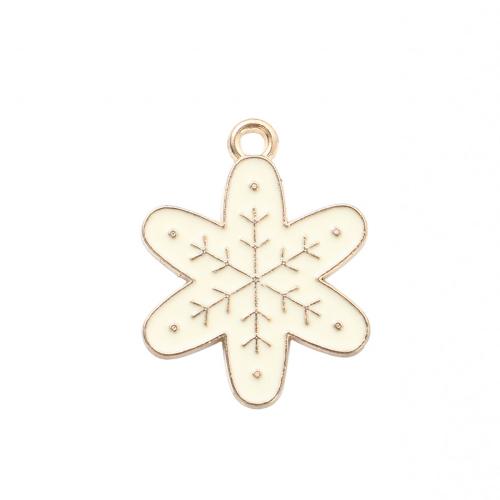 Zinc Alloy Christmas Pendants, Snowflake, gold color plated, Christmas Design & DIY & enamel [