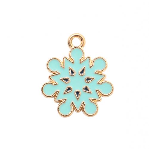 Zinc Alloy Christmas Pendants, gold color plated, Christmas Design & DIY & enamel [