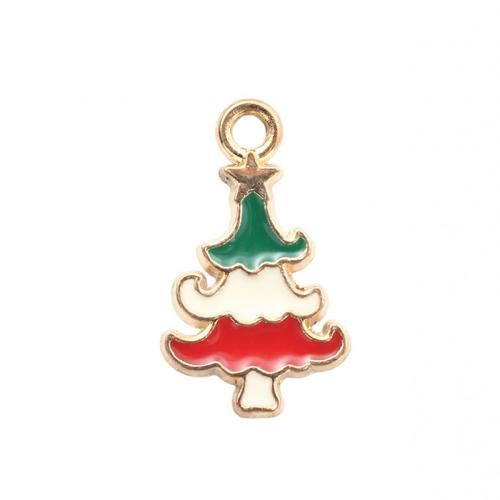Zinc Alloy Christmas Pendants, Christmas Tree, gold color plated, DIY & enamel [