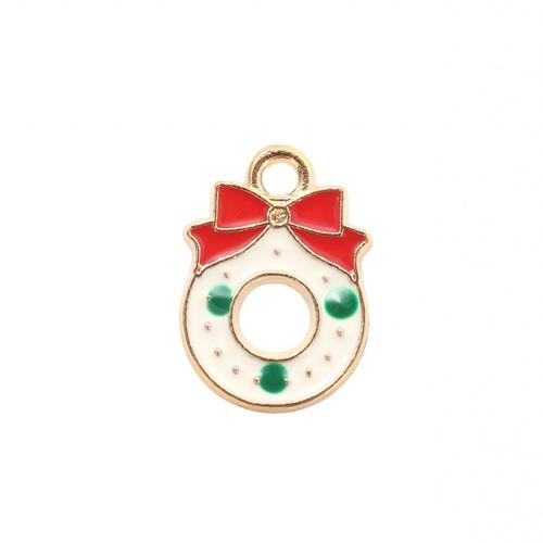 Zinc Alloy Christmas Pendants, gold color plated, DIY & enamel 