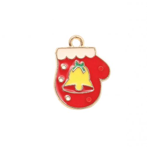 Zinc Alloy Christmas Pendants, Christmas Glove, gold color plated, DIY & enamel 