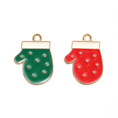Zinc Alloy Christmas Pendants, Christmas Glove, gold color plated, DIY & enamel 