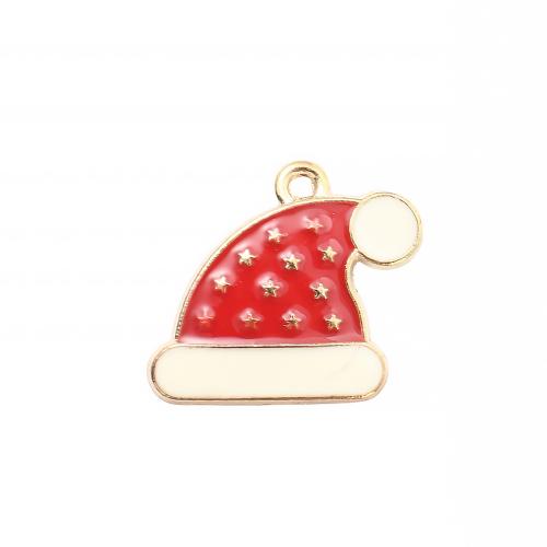 Zinc Alloy Christmas Pendants, Christmas Hat, gold color plated, DIY & enamel 