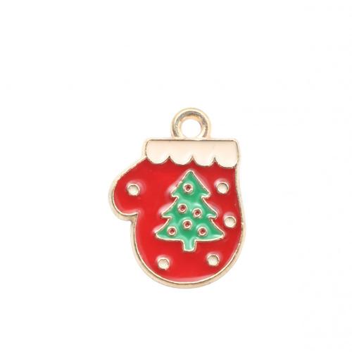 Zinc Alloy Christmas Pendants, Christmas Glove, gold color plated, DIY & enamel 