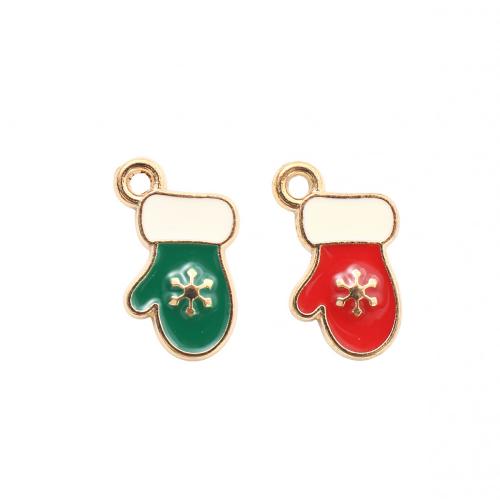 Zinc Alloy Christmas Pendants, Christmas Glove, gold color plated, DIY & enamel 