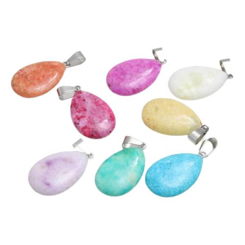 Gemstone Jewelry Pendants, Natural Stone, with 304 Stainless Steel, Teardrop, dyed & DIY 