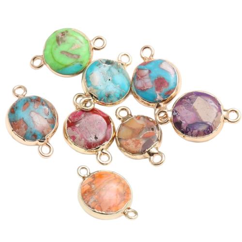 Gemstone Jewelry Connectors, Impression Jasper, Flat Round, polished, DIY 