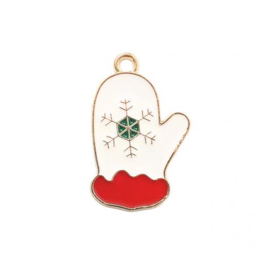 Zinc Alloy Christmas Pendants, Christmas Glove, gold color plated, DIY & enamel 