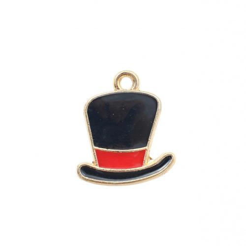 Zinc Alloy Christmas Pendants, Hat, gold color plated, Christmas Design & DIY & enamel 