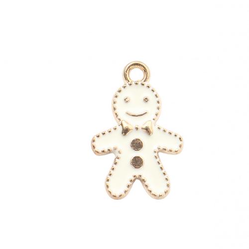 Zinc Alloy Christmas Pendants, Gingerbread Man, gold color plated, DIY & enamel 