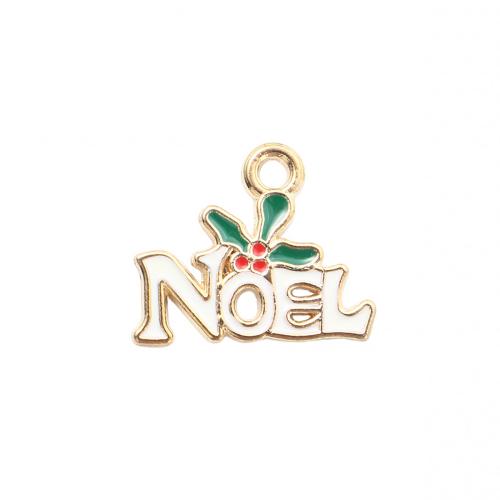 Zinc Alloy Christmas Pendants, Alphabet Letter, gold color plated, DIY & enamel 
