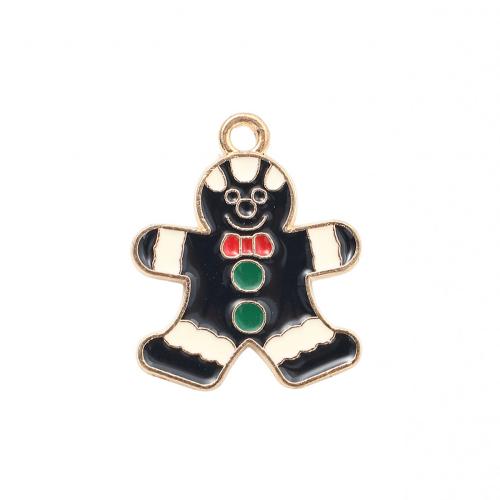 Zinc Alloy Christmas Pendants, Gingerbread Man, gold color plated, DIY & enamel 