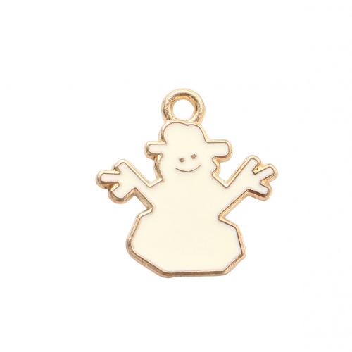 Zinc Alloy Christmas Pendants, Snowman, gold color plated, Christmas Design & DIY & enamel 