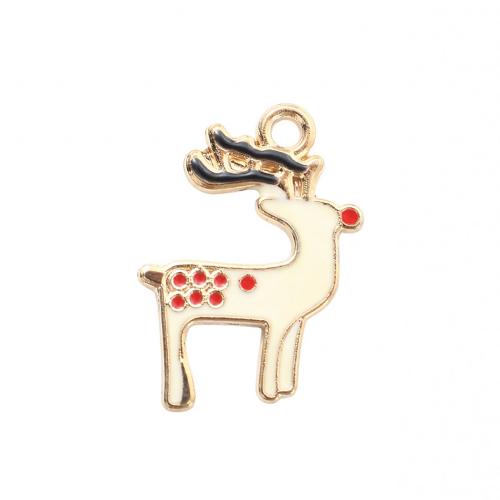 Zinc Alloy Christmas Pendants, Christmas Reindeer, gold color plated, DIY & enamel 