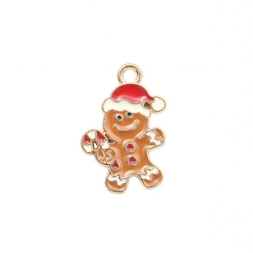 Zinc Alloy Christmas Pendants, Gingerbread Man, gold color plated, Christmas Design & DIY & enamel 