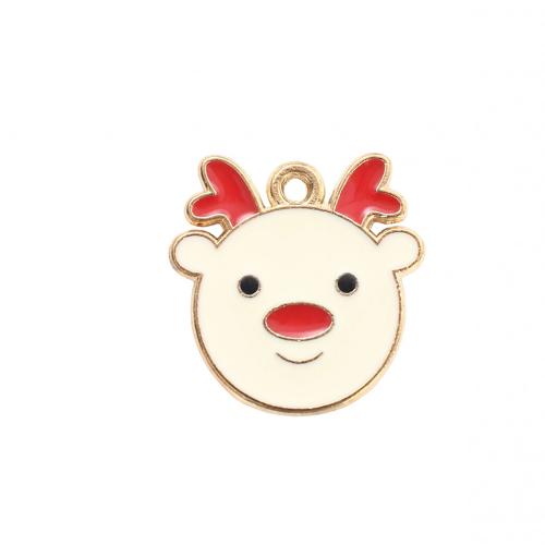 Zinc Alloy Christmas Pendants, Christmas Reindeer, gold color plated, DIY & enamel 
