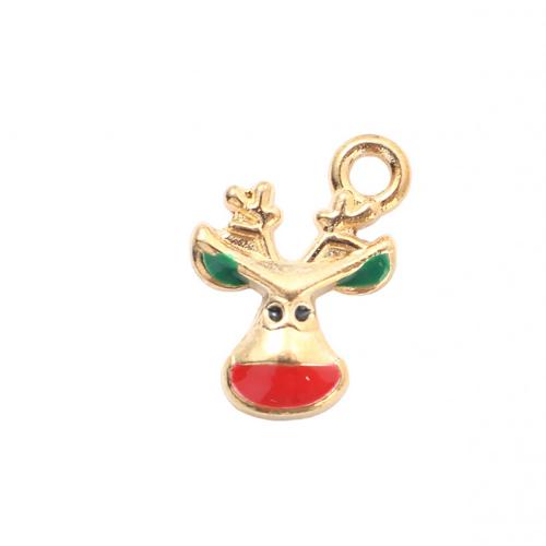 Zinc Alloy Christmas Pendants, Christmas Reindeer, gold color plated, DIY & enamel 