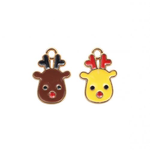 Zinc Alloy Christmas Pendants, Christmas Reindeer, gold color plated, DIY & enamel 