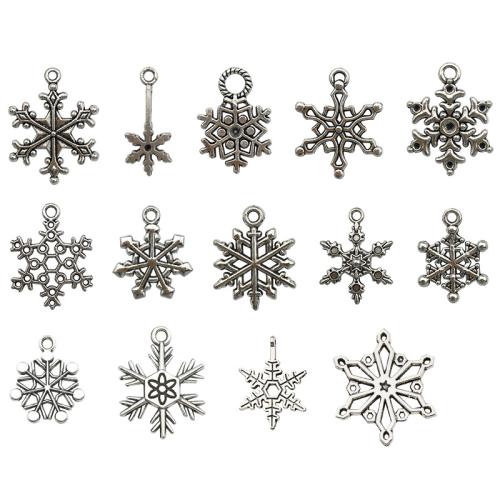 Zinc Alloy Christmas Pendants, Snowflake, antique silver color plated, Christmas Design & DIY 