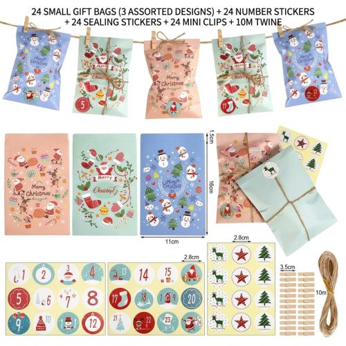 ペーパー クリスマス ギフト バッグ, 印刷, クリスマスデザイン, ミックスカラー, 24パソコン/セット, 売り手 セット