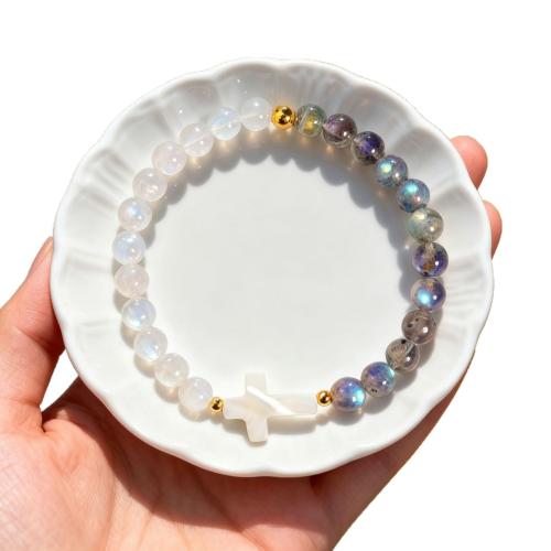 Cristal naturel bracelet, avec alliage de zinc, croix, fait à la main, pour femme, Diamètre inté Environ 60mm, Vendu par PC[