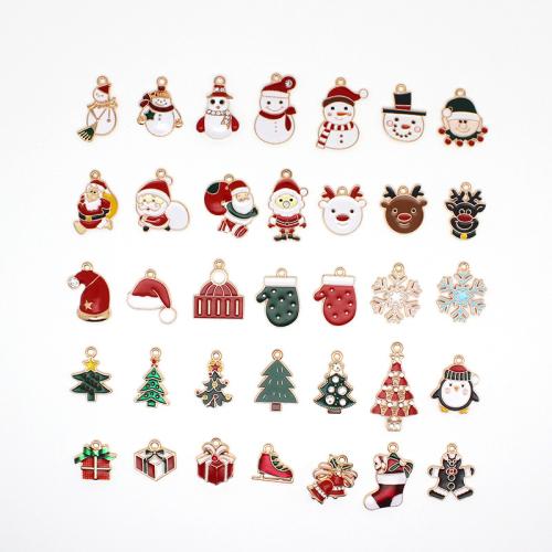 Zinc Alloy Christmas Pendants, plated, Christmas Design & DIY & enamel & with rhinestone 