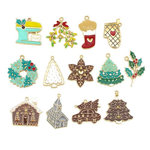 Zinc Alloy Christmas Pendants, plated, Christmas Design & DIY & enamel 