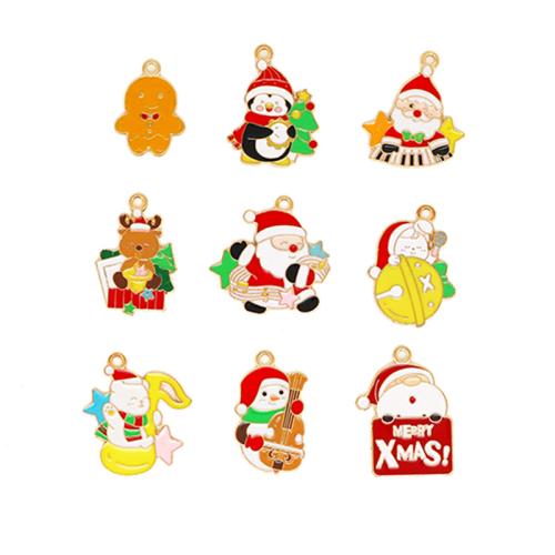 Zinc Alloy Christmas Pendants, gold color plated, Christmas Design & DIY & enamel 