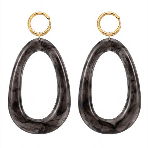 Resin Drop Earring, Stainless Steel, with Resin, plated, fashion jewelry & for woman 