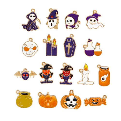 Zinc Alloy Skull Pendants, gold color plated, Halloween Design & DIY & enamel 