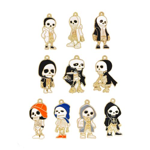 Zinc Alloy Skull Pendants, plated, Halloween Design & DIY & enamel 