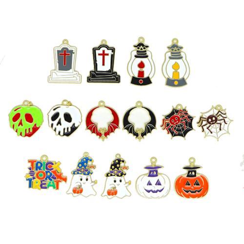 Zinc Alloy Skull Pendants, plated, Halloween Design & DIY & enamel 