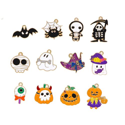 亜鉛合金頭蓋骨形のペンダント, 亜鉛合金, ゴールドメッキ, ハロウィン & DIY & 異なるスタイルを選択 & エナメル, 売り手 パソコン[