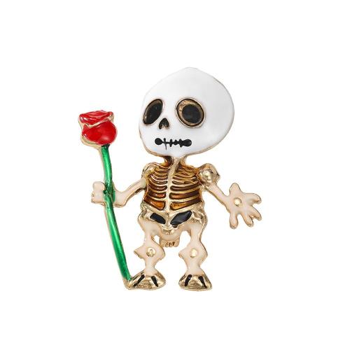 亜鉛合金 ブローチ, スケルトン, ゴールドメッキ, ハロウィン & エナメル 売り手 パソコン