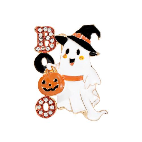 亜鉛合金 ブローチ, ゴースト, ゴールドメッキ, ハロウィン & エナメル & ライン石のある 売り手 パソコン