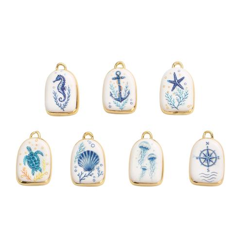 Enamel Brass Pendants, real gold plated, DIY Approx 2.5mm 