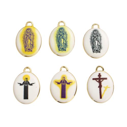 Enamel Brass Pendants, real gold plated, DIY Approx 3.7mm 