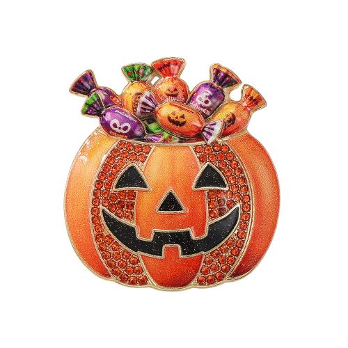 亜鉛合金 ブローチ, カボチャ, ゴールドメッキ, ハロウィン & エナメル & ライン石のある 売り手 パソコン