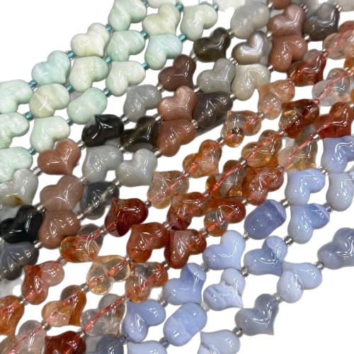 Single Gemstone Beads, Heart, hand polished, DIY Approx 