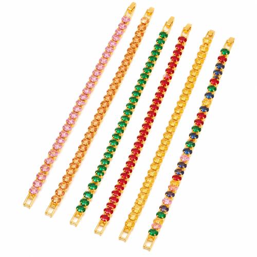 laiton bracelet, Placage de couleur d'or, pour femme & avec strass, plus de couleurs à choisir Environ 18 cm, Vendu par PC[