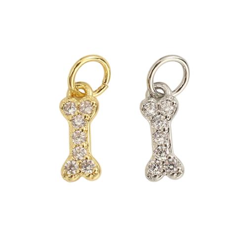 Cubic Zirconia Micro Pave Brass Pendants, Dog Bone, plated, DIY & micro pave cubic zirconia Approx 3.5mm 