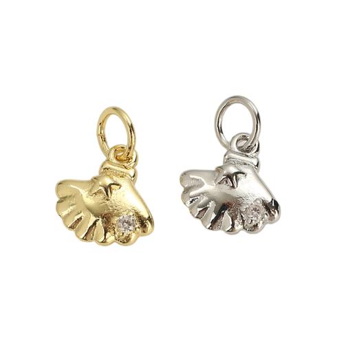 Cubic Zirconia Micro Pave Brass Pendants, Shell, plated, DIY & micro pave cubic zirconia Approx 3.5mm 