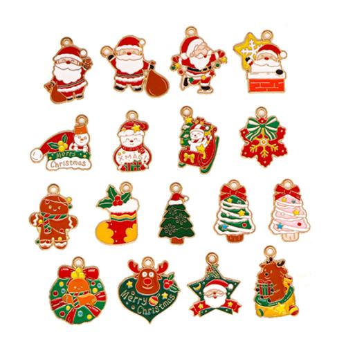 Zinc Alloy Christmas Pendants, plated, Christmas Design & DIY & enamel 