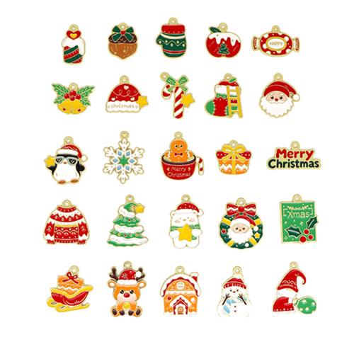 Zinc Alloy Christmas Pendants, gold color plated, Christmas Design & DIY & enamel 
