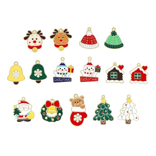 Zinc Alloy Christmas Pendants, gold color plated, Christmas Design & DIY & enamel 
